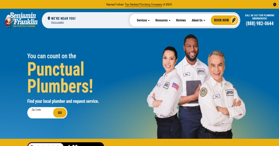 Best Plumber Websites_Benjamin Franklin