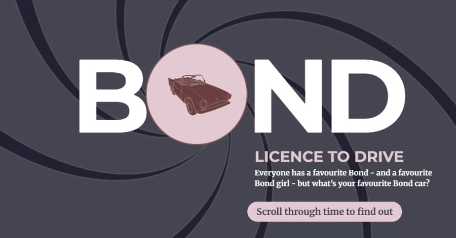 James Bond 007 Cars Evolution - Website Timeline Examples