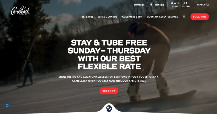Camelback Resort - Ski Resort Website Examples
