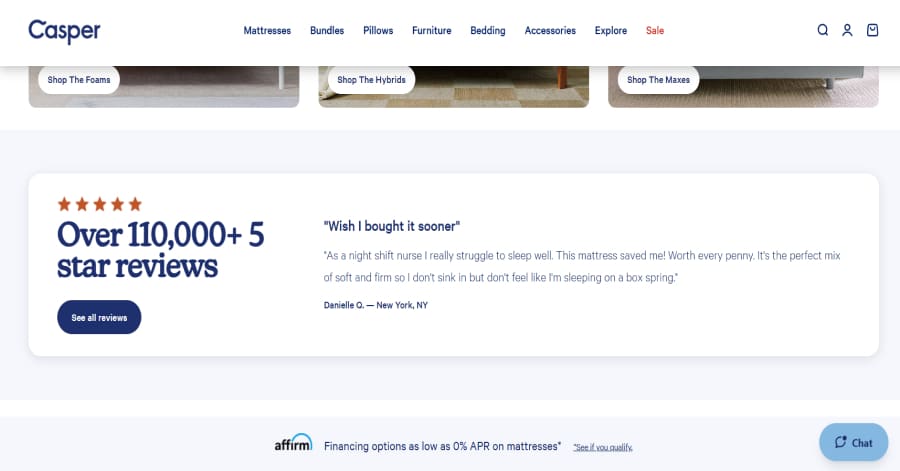 Casper - Website Testimonial Example