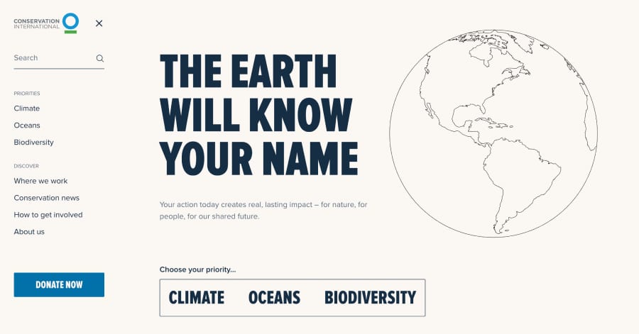Conservation International - Nature Conservation Website Example