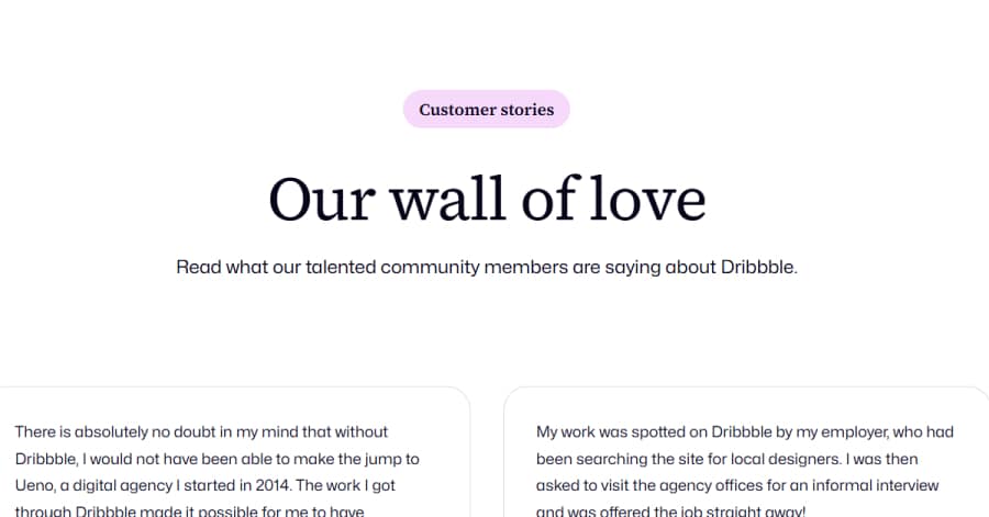 Dribble - Website Testimonial Example Joy Corrigan - Model Website Examples