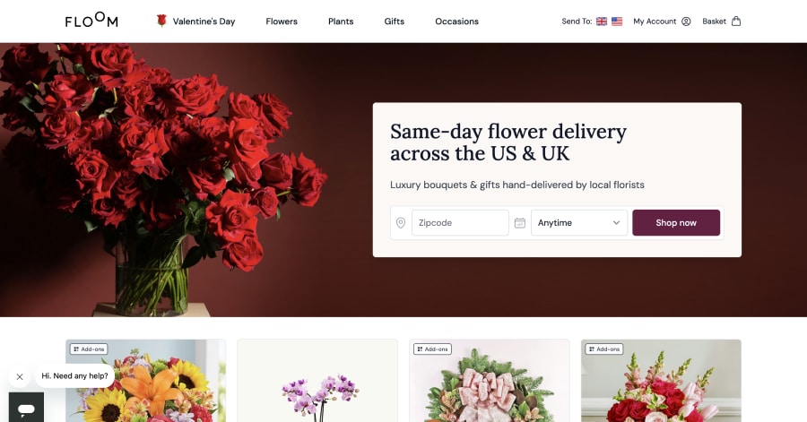 Floom - Flower Shop Website Example Floom - Flower Shop Website Example