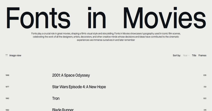Fonts in Movies - Vertical Scrolling Website Examples