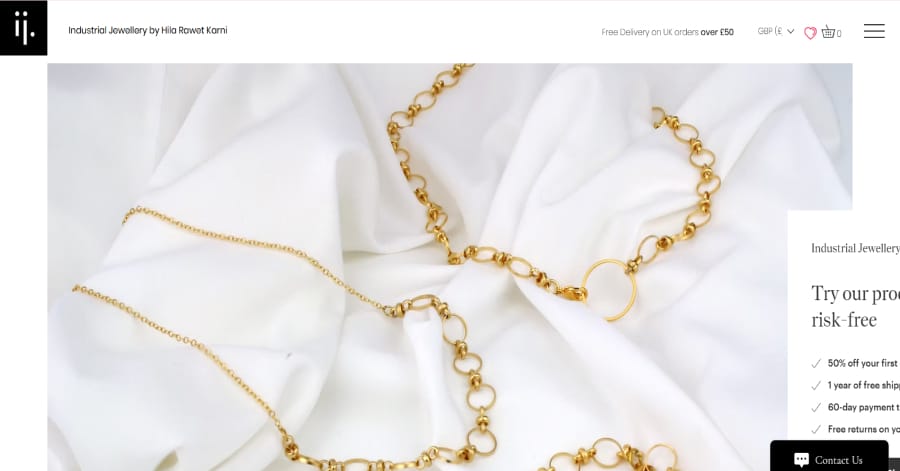 Industrial Jewellery - Wix Business Examples