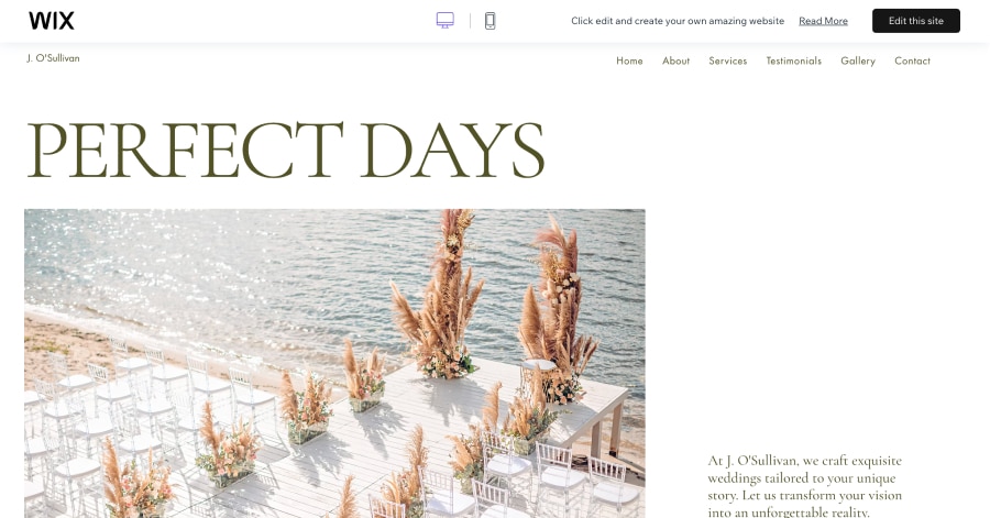 J. O'Sullivan - Wedding Planner Website Template J. O'Sullivan - Wedding Planner Website Template