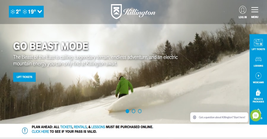 Killington - Ski Resort Website Examples