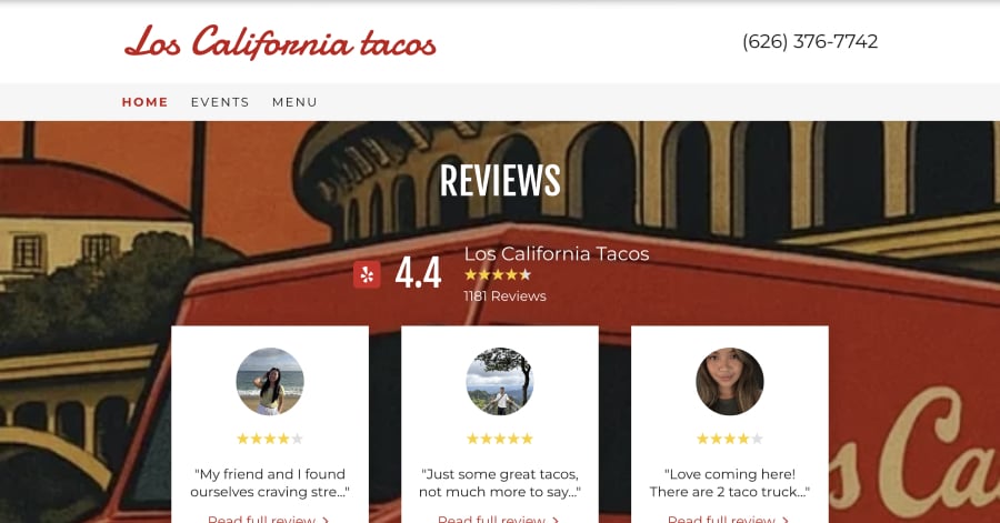 Los California Tacos - Food Truck Website Example