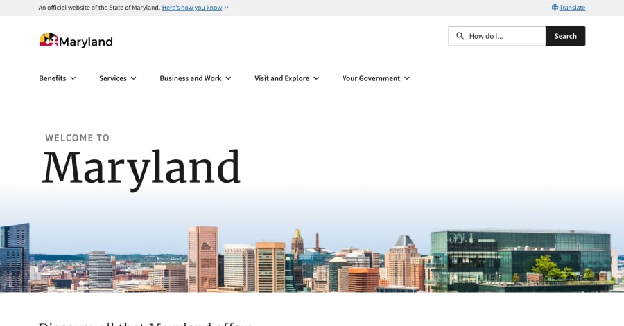 Maryland - Government Website Example Maryland - Government Website Example
