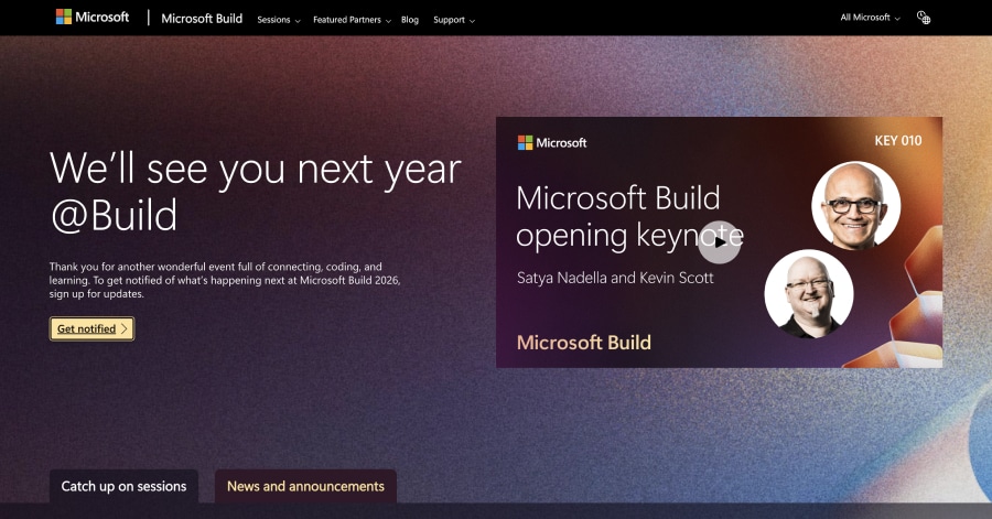 Microsoft Build - Flat Design Website Example