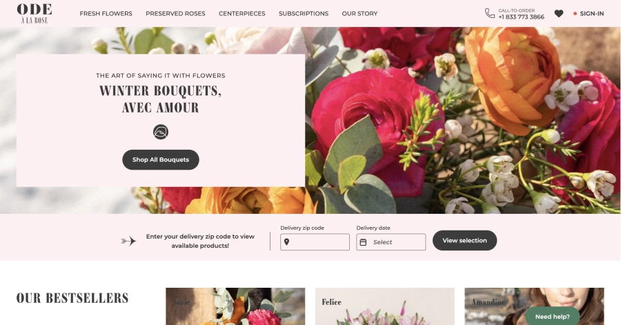 Ode Ala Rose - Flower Shop Website Example Ode Ala Rose - Flower Shop Website Example