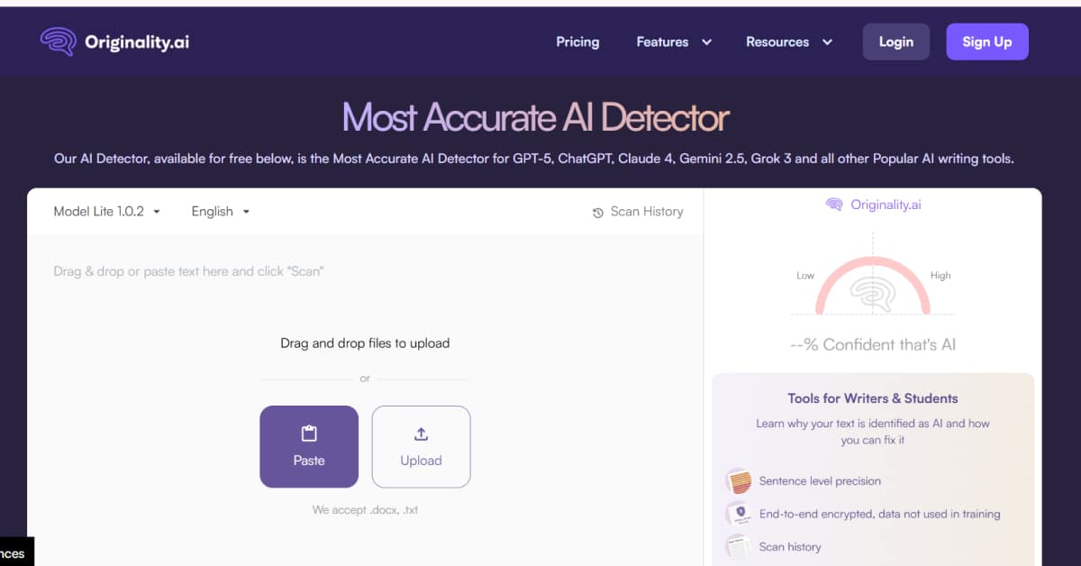 Originality AI - Purple Web Design Best Landing Pages_xMoney