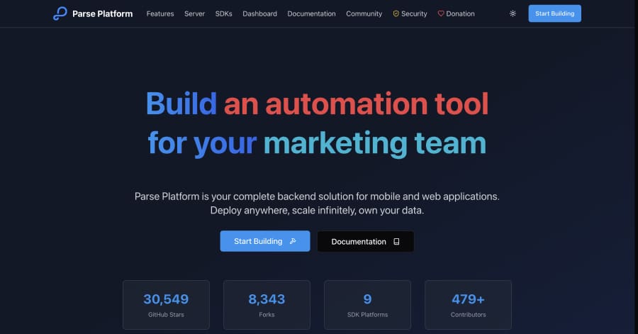 Parse Platform - Flat Design Website Example