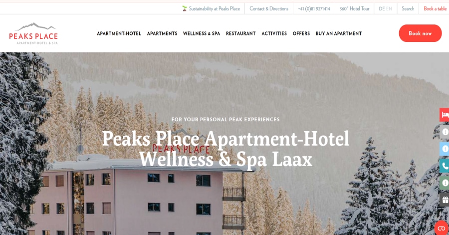 Peaks Place - Ski Resort Website Examples