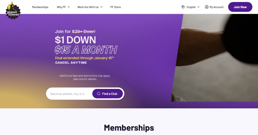 Planet Fitness - Fitness Website Example Planet Fitness - Fitness Website Example
