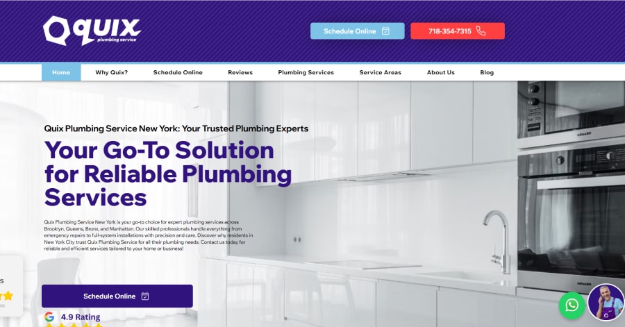 Quix Plumbing Service - Plumbing Website Examples