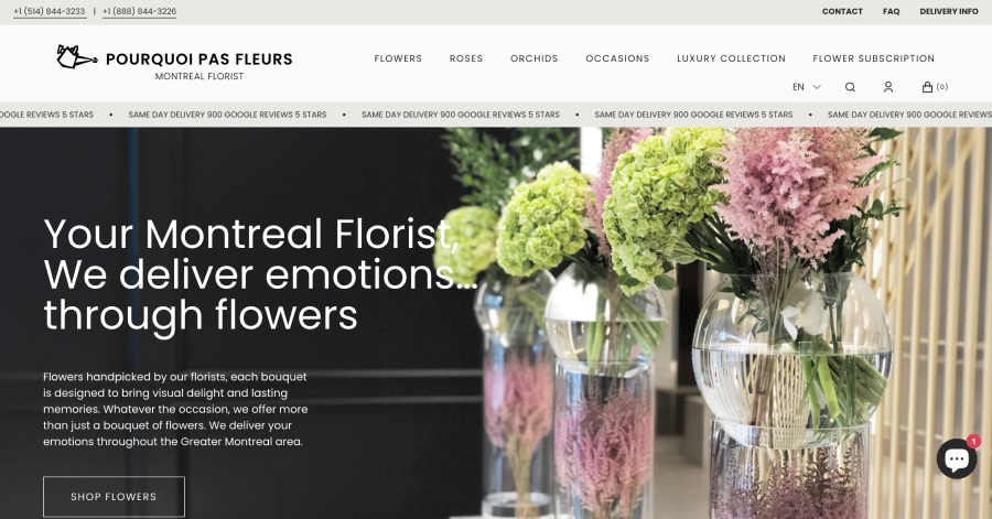Pourquoi Pas Fleurs - Flower Shop Website Example Pourquoi Pas Fleurs - Flower Shop Website Example