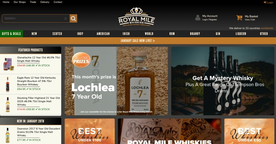 Royal Mile - Liquor Store Website Example