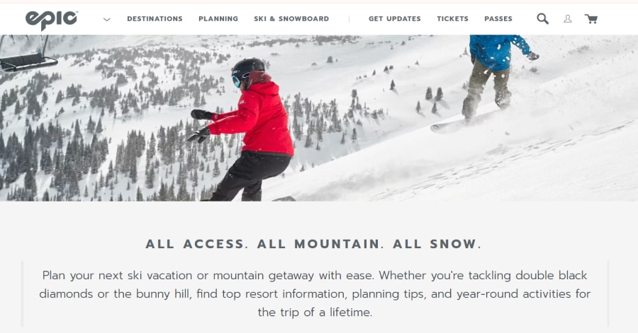 Snow - Ski Resort Website Examples