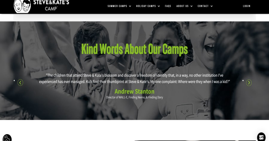 Steve & Kate's Camp - Website Testimonial Example Ciana Newman - Model Website Examples