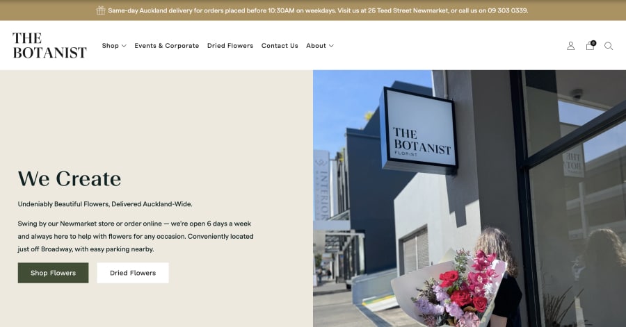 The Botanist - Flower Shop Website Example The Botanist - Flower Shop Website Example