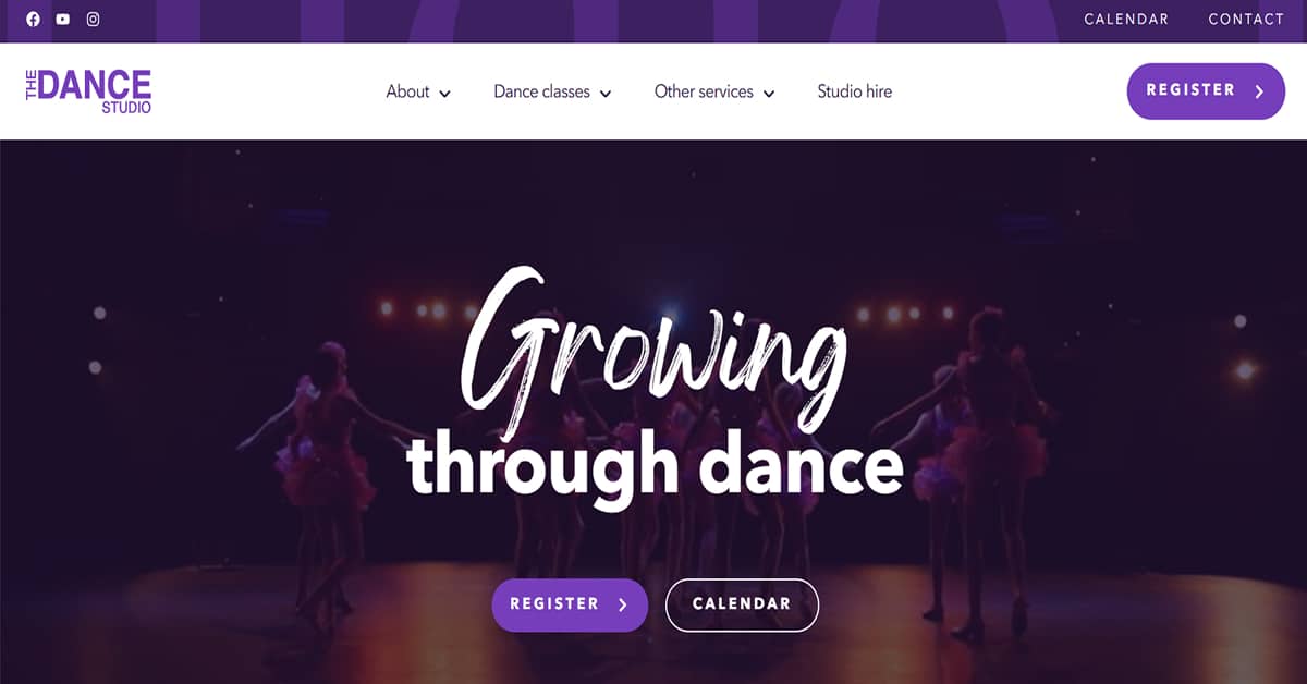 The Dance Studio - Purple Web Design Behance Home Workout & Fitness App - Glassmorphism Website Examples