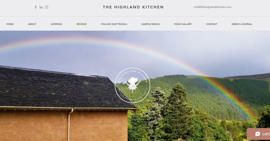 The Highland Kitchen - Website Testimonial Example Bohemia Design - Carousel Website Examples