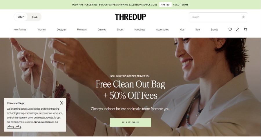Thredup - Website Welcome Messages thredup - welcome message website example