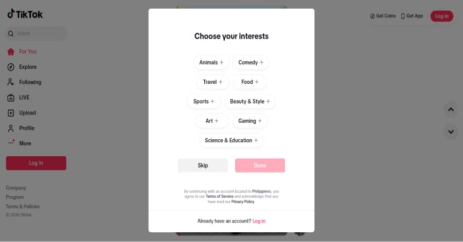Tiktok - Web App Website