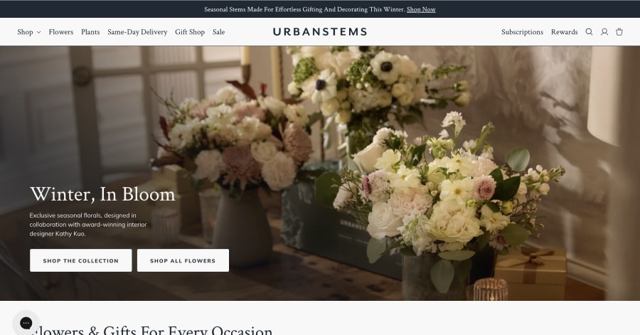 Urban Stems - Flower Shop Website Example Urban Stems - Flower Shop Website Example