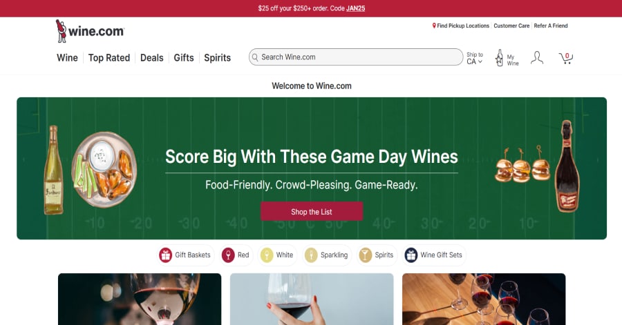 Wine - Wine Website wine.com - Wine Website Examples