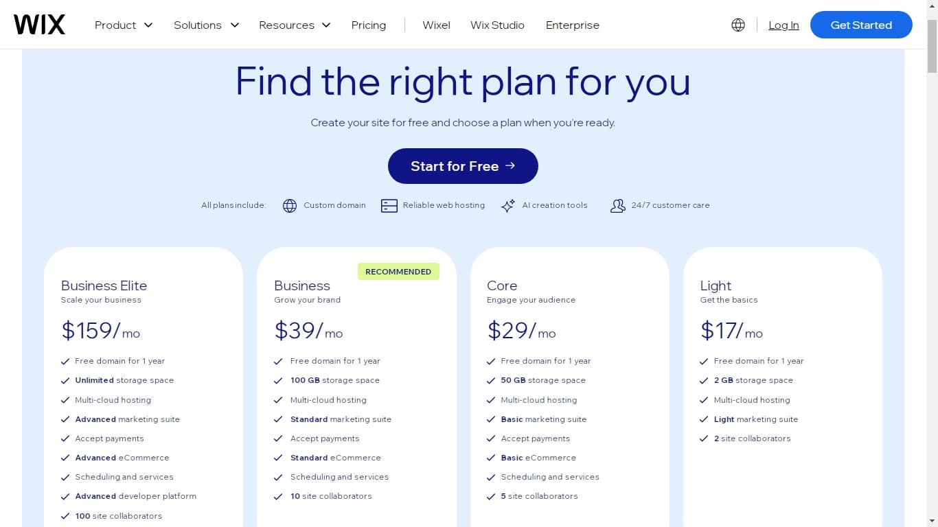Wix Pricing Plans_January 2026 Wix Pricing Plans_January 2026