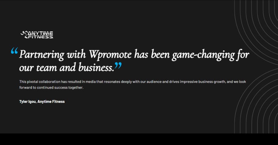 Wpromote - Website Testimonial Example