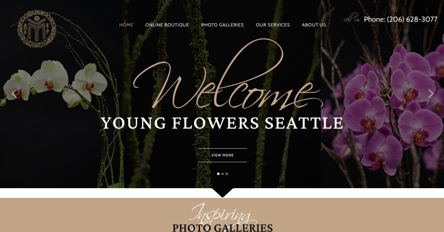Young Flowers Seattle - Flower Shop Website Example Young Flowers Seattle - Flower Shop Website Example