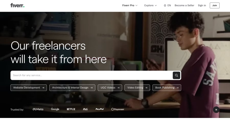 fiverr - Mega Menu Website Example