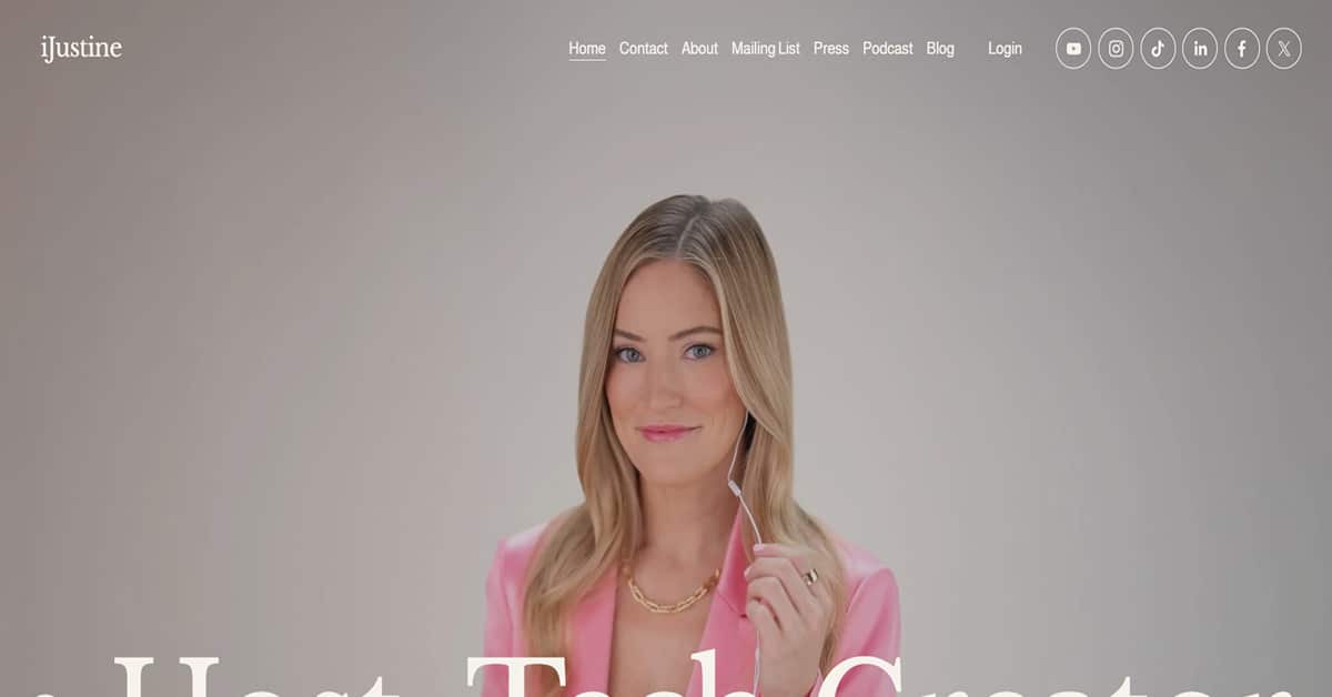 iJustine - Videographer Website ijustine - influencer website example