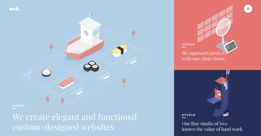 wrk - Flat Design Website Example