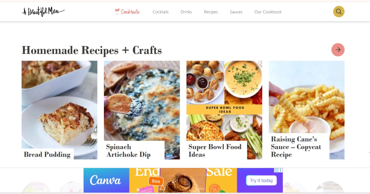 A Beautiful Mess - Website Tab Example Best Website Tab_A Beautiful Mess