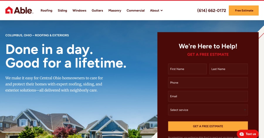 Able - Roofing Website Example Able - Roofing Website Example