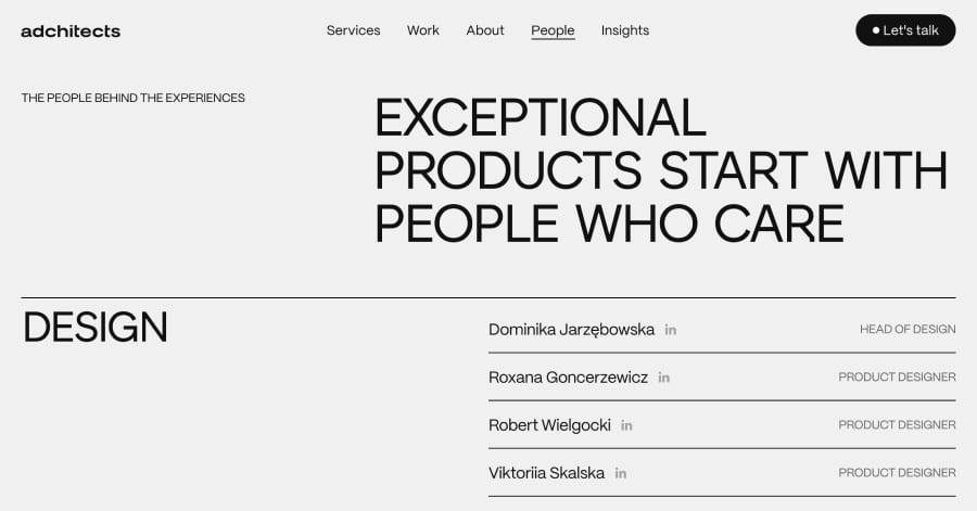 Adchitects - Meet The Team Design Example Adchitects - Meet The Team Design Example