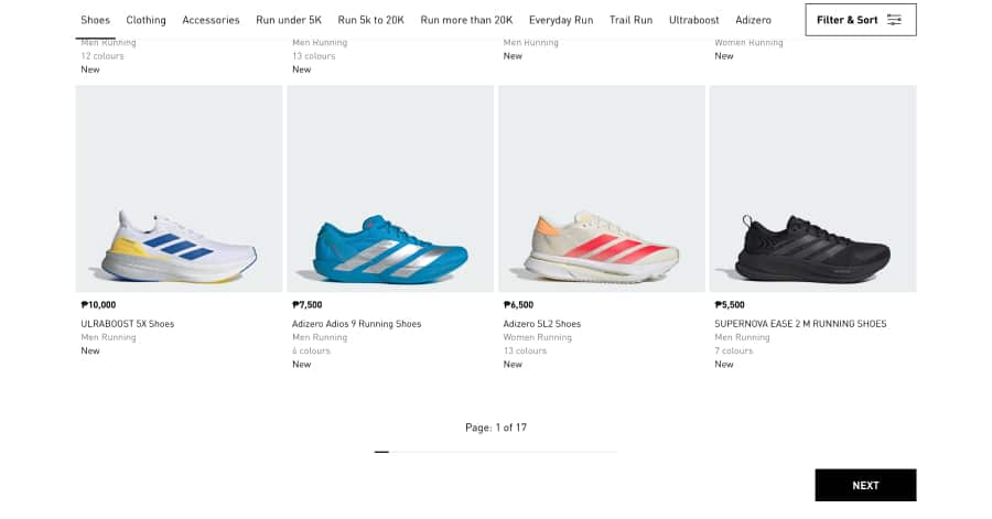 Adidas - Pagination Design Example