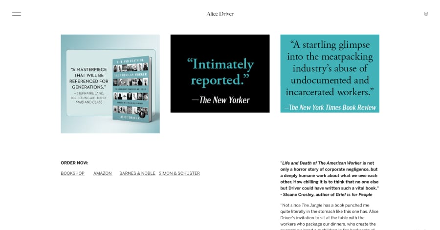 Alice Driver - Journalist Website Example
