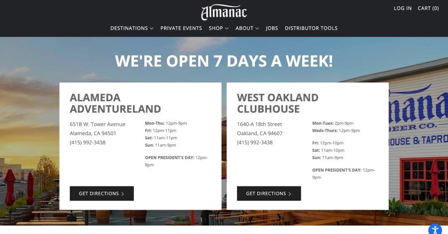 Almanac - Microbrewery Website Example