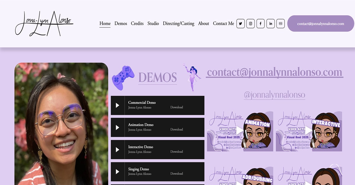 Alonso - Voice Actor Website jonna-lynn alonso - voice actor website examples