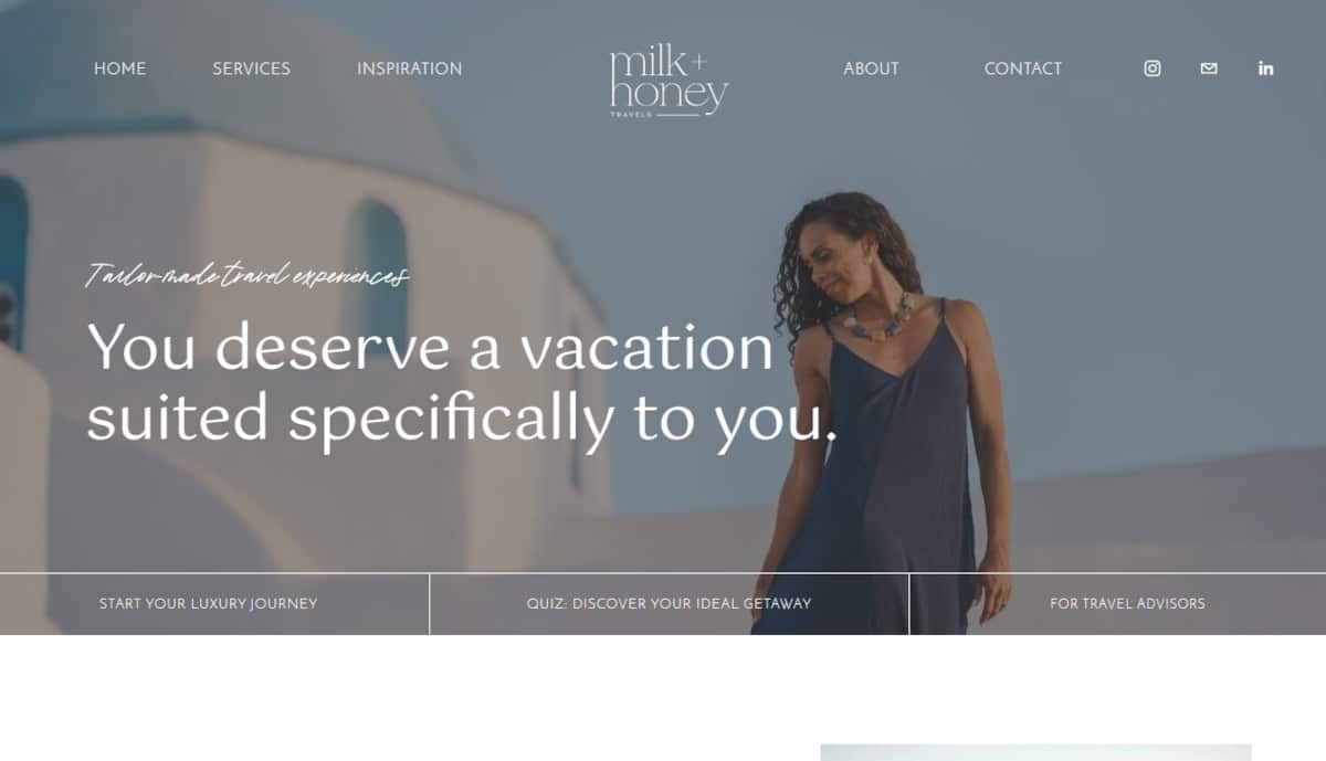 Best Agency Websites_MILK AND HONEY TRAVELS