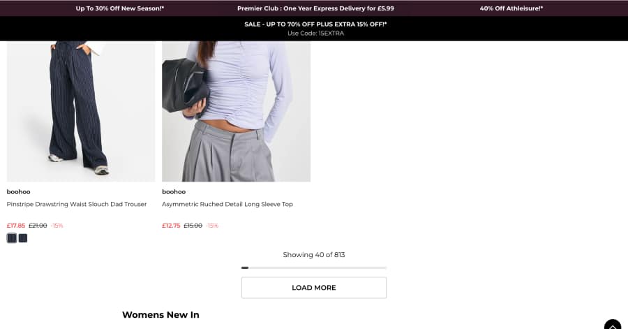 Boohoo - Pagination Design Example