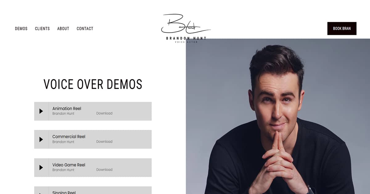 Brandon Hunt - Voice Actor Website sarah naughton - voice actor website examples