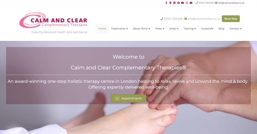 Calm and Clear - Massage Website Example Calm and Clear - Massage Website Example