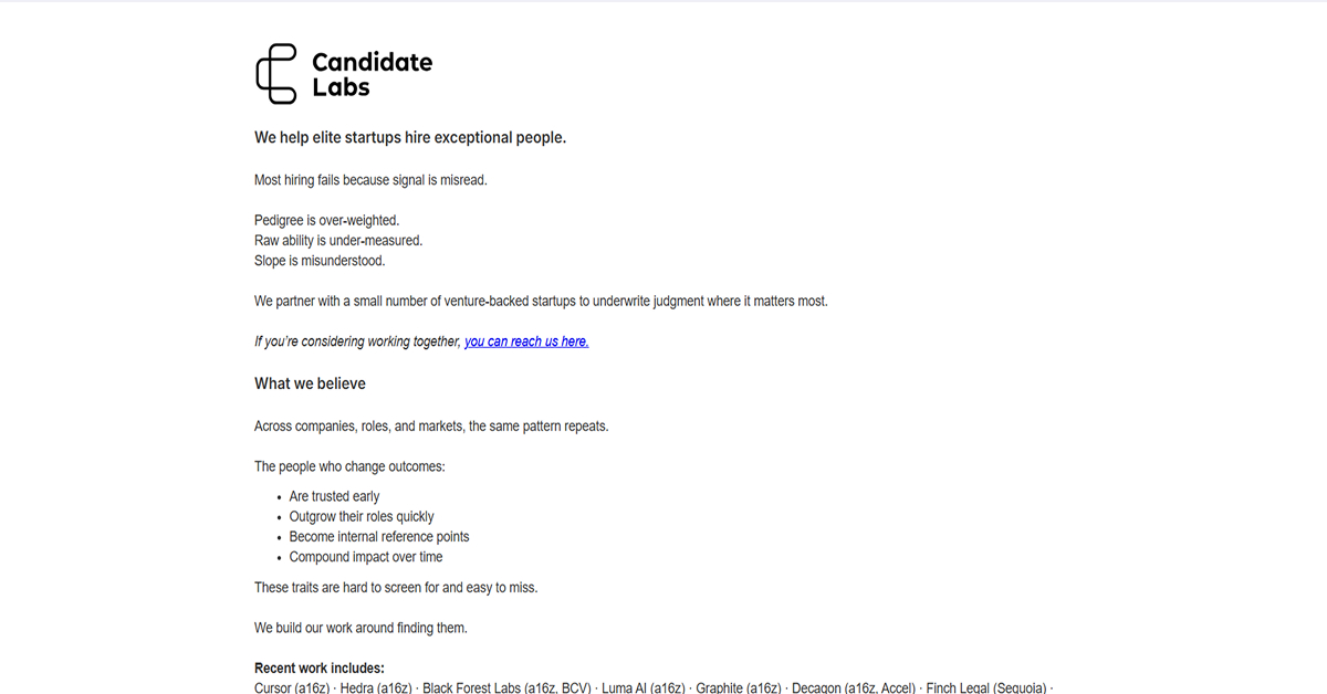 candidate labs - recruitment website examples