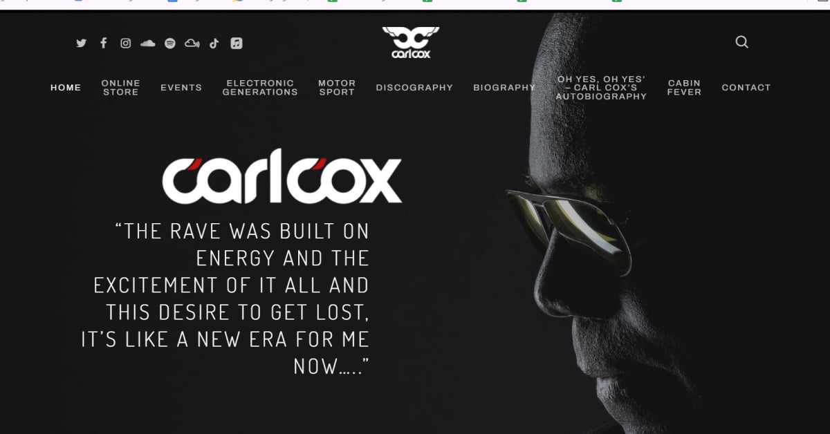 Carl Cox - Singer Website Carl Cox - DJ Website Examples
